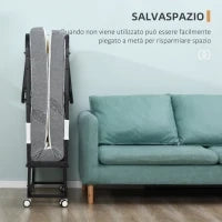 Letto Pieghevole Singolo 90x200 cm con Materasso Spesso 10 cm, Rete in Metallo e Ruote con Freno, Nero