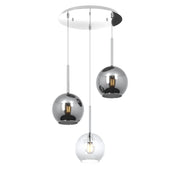 Lampadario Tondo Contemporaneo Future Metallo Cromo Vetro Trasp-Cromo 3 Luci E27