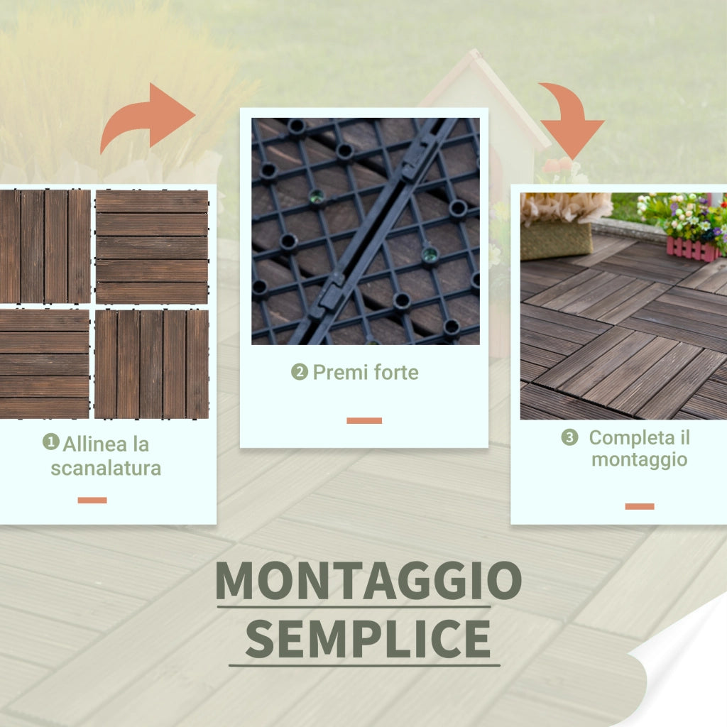 Pavimento in Legno per Esterni ¨C zephmum ¨C 27 Pezzi 30x30x2.5 cm
