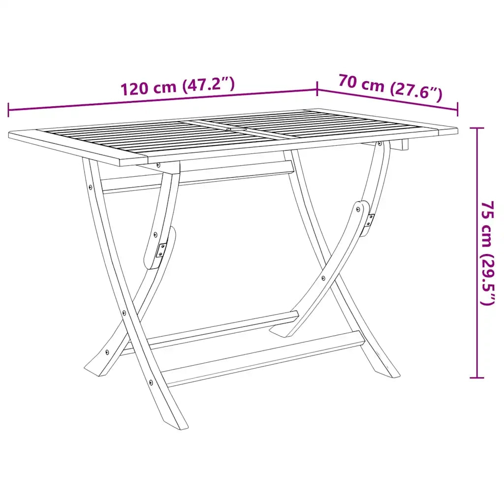 Set da Pranzo da Giardino 5 pz in Legno Massello di Acacia 44056