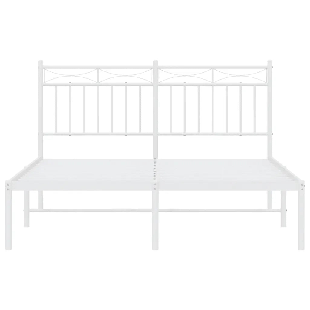Letto matrimoniale | Letto per adulti | Giroletto con Testiera Metallo Bianco 140x200 cm
