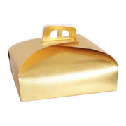 Trade Shop - Set 3 Pz Scatola Porta Torta Oro 33x33cm Per Dolci Paste Pasticceria Festa 58008 -