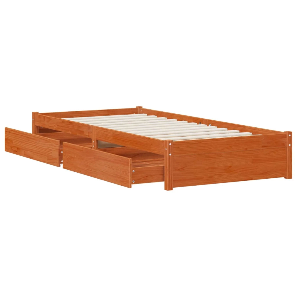 Struttura del letto 3 pcs Marrone cerato Legno di pino