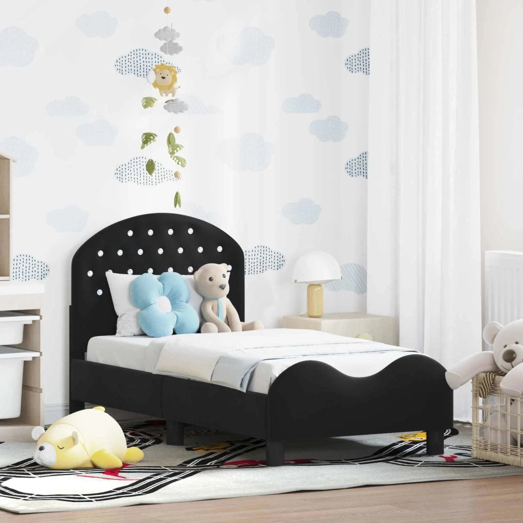 Letto singolo | Letto per adulti | Struttura letto per bambini con testata Nero 70 x 140 cm