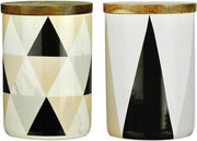 Set di 2 contenitori in ceramica con coperchio in legno ecológico - nero - 215 x 11 x 15 cm