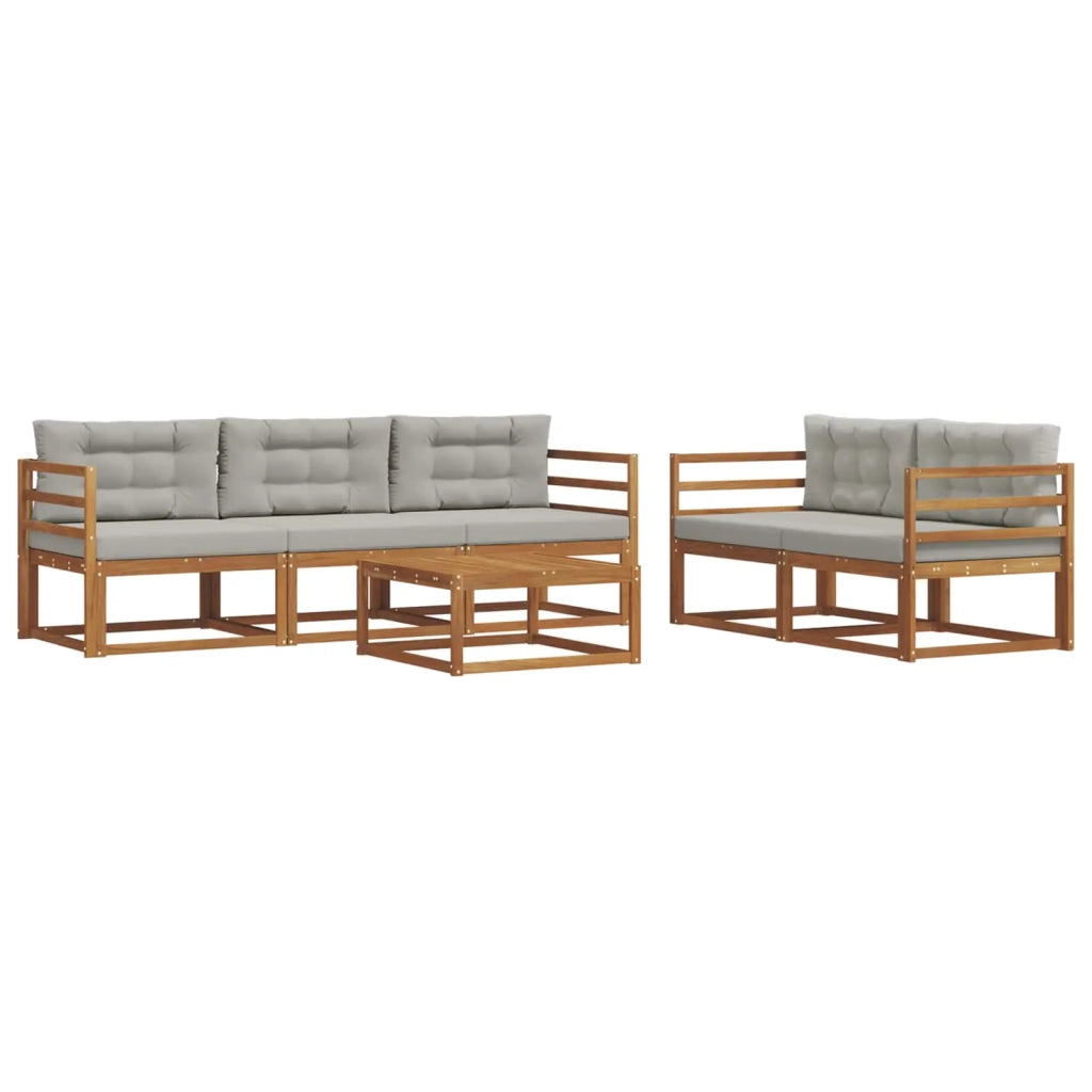 Set di divani da esterno 6 pcs Grigio Naturale e Chiaro 3367179