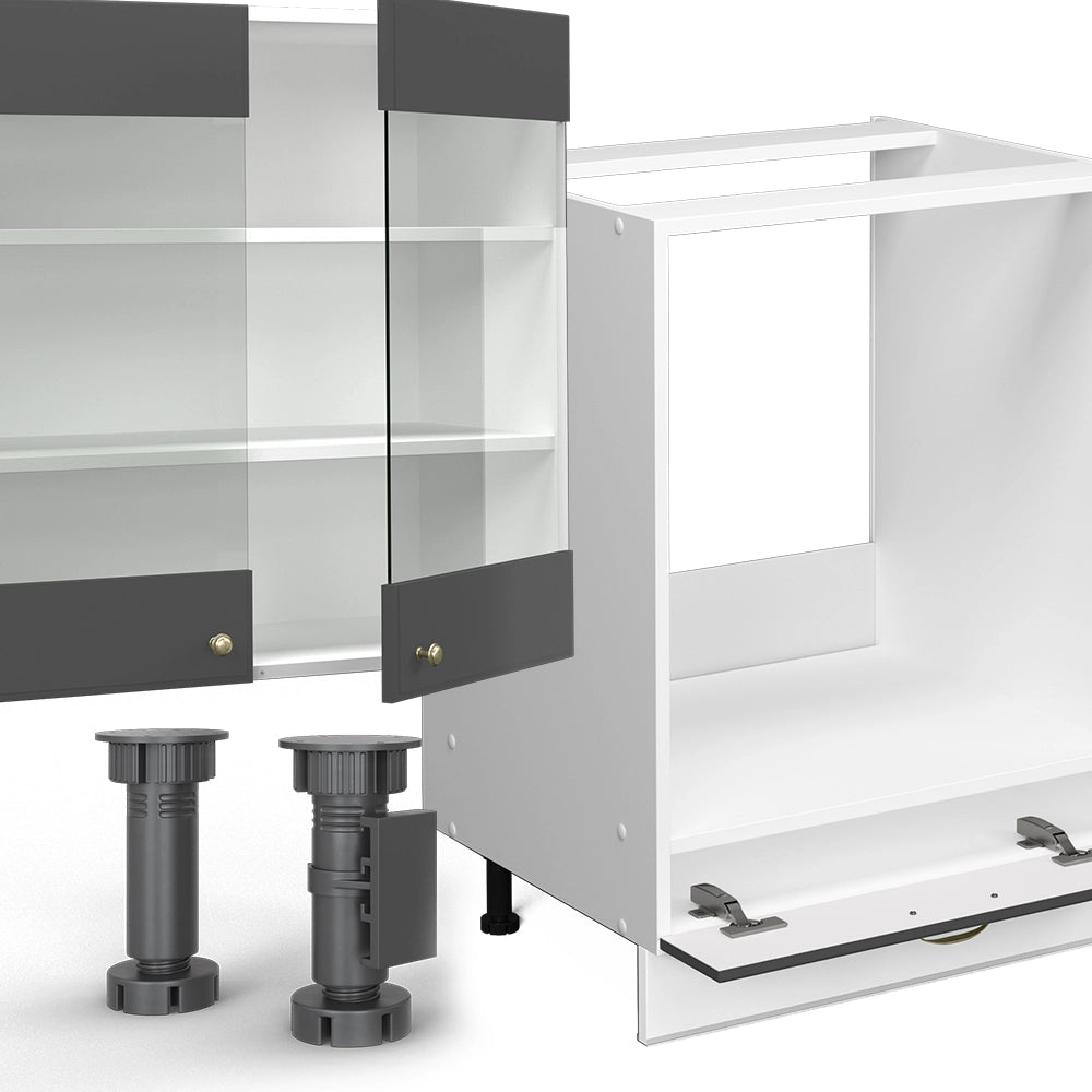 Cucina componibile Fame-Line Antracite-oro/Bianco 300 cm senza piano di lavoro Vicco