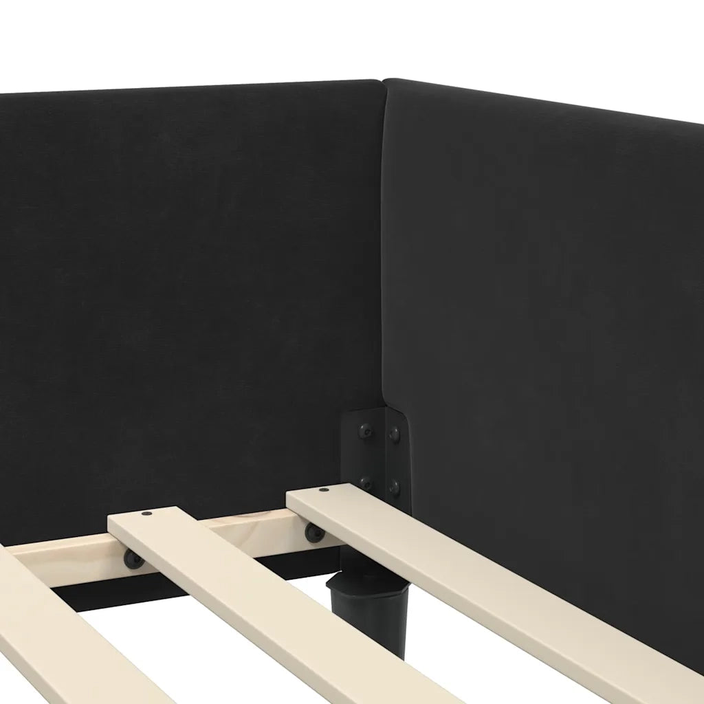 Letto singolo | Letto per adulti | Cornice del letto ad angolo Nero 90 cm x 190 cm Velluto