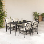 Set da Pranzo da Giardino 5 pz Nero con Cuscini in Polyrattan