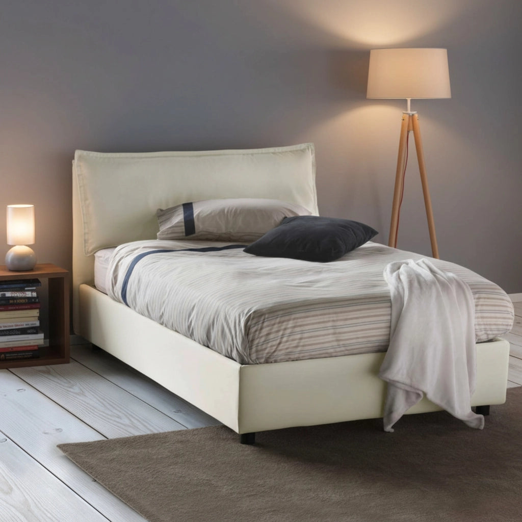 Abbygale, Letto Piazza e Mezza Materasso Incluso Made in Italy, Beige