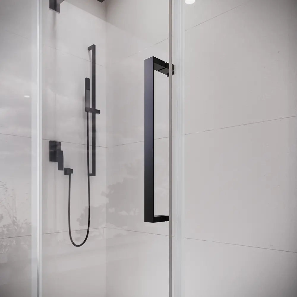 Box doccia 90x130 cm scorrevole vetro 8mm trasparente profili nero opaco h195cm | Antille