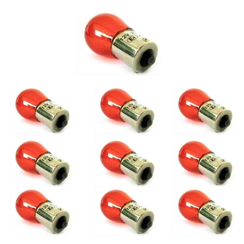 10 Lampade Alogene S25 PY21W 24V 21W BA15S Arancione Amber Piedi Diritti