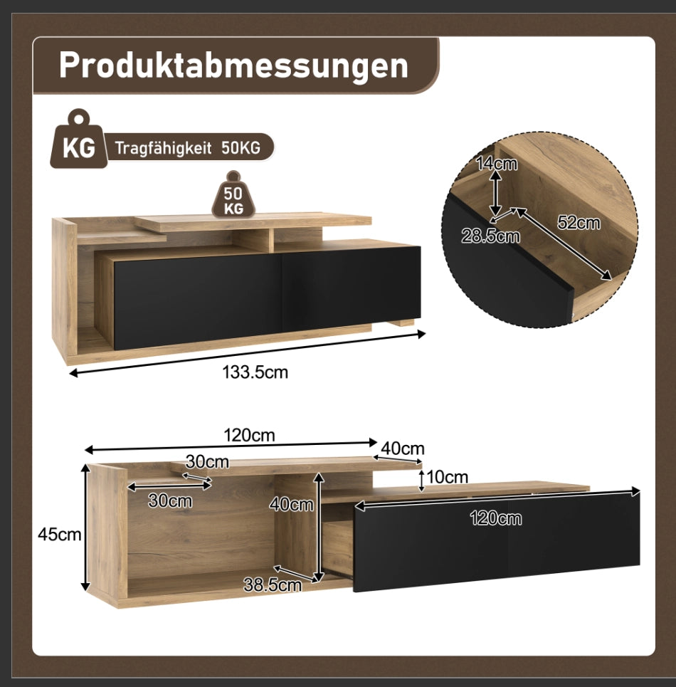 Mobile TV Modulare con LED ¨C MINIMAL ¨C Legno, Estensibile fino a 2m