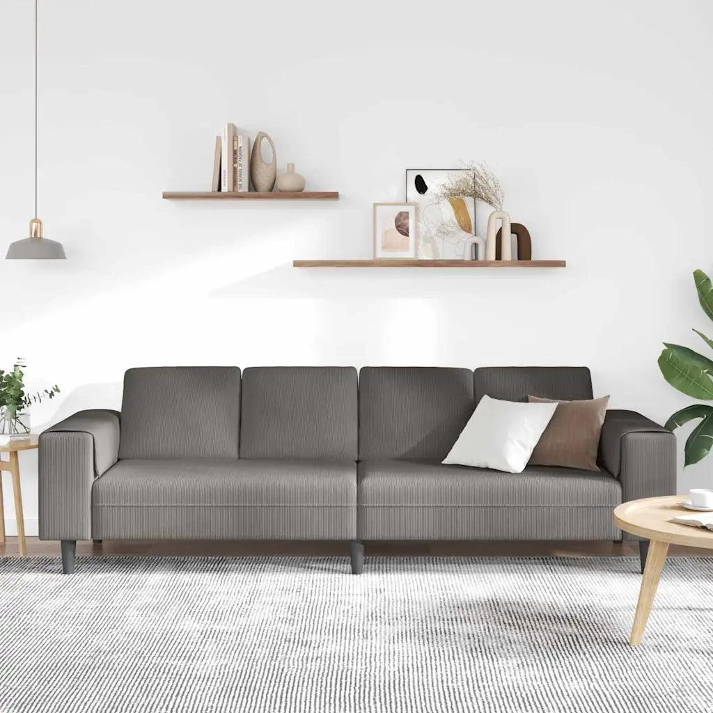 Divano-Sofa-Divanetto Grigio chiaro 250 x 77 x 76 cm Tessuto in Cords