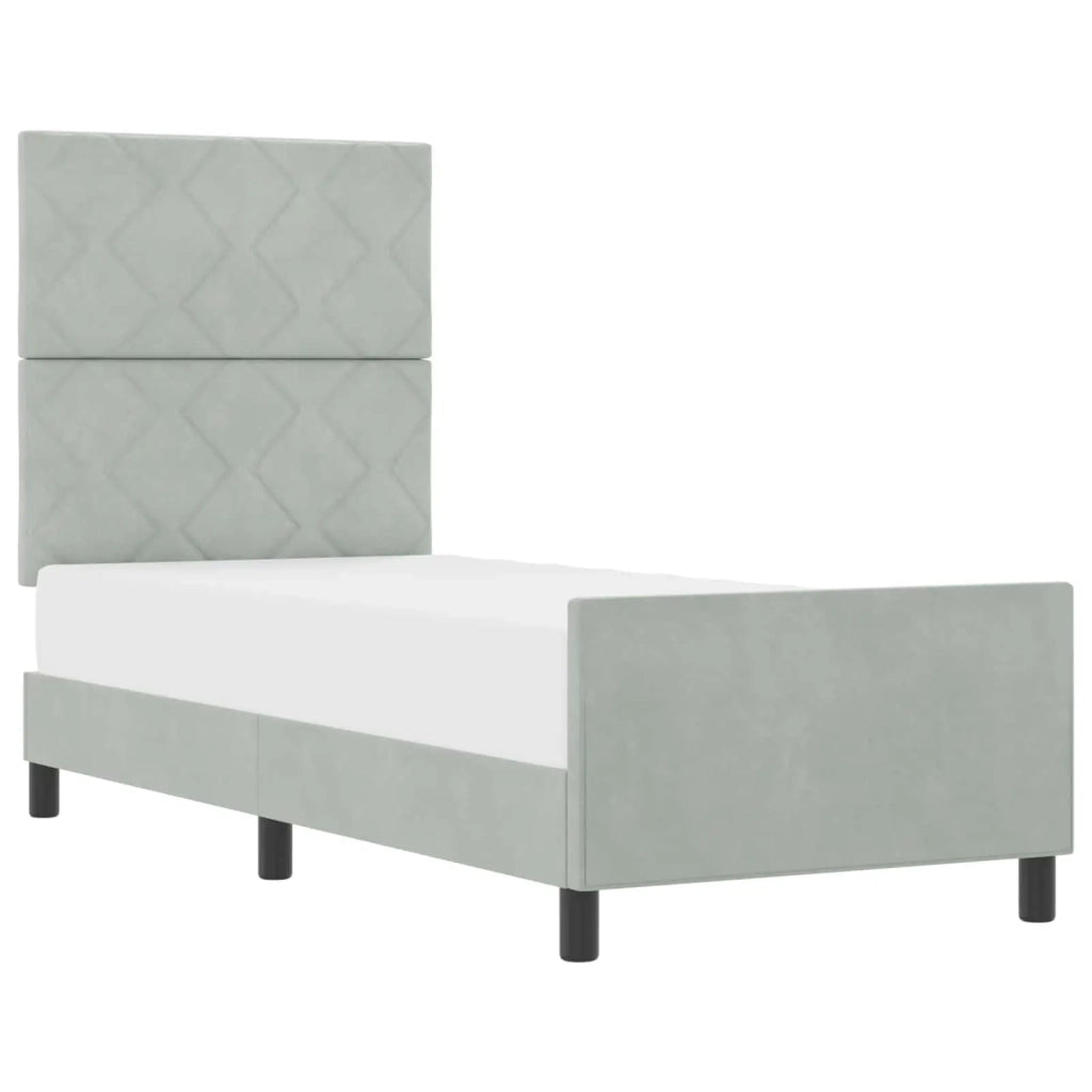 Letto a molle con testiera Grigio chiaro 80 x 200 cm Velluto 3344969