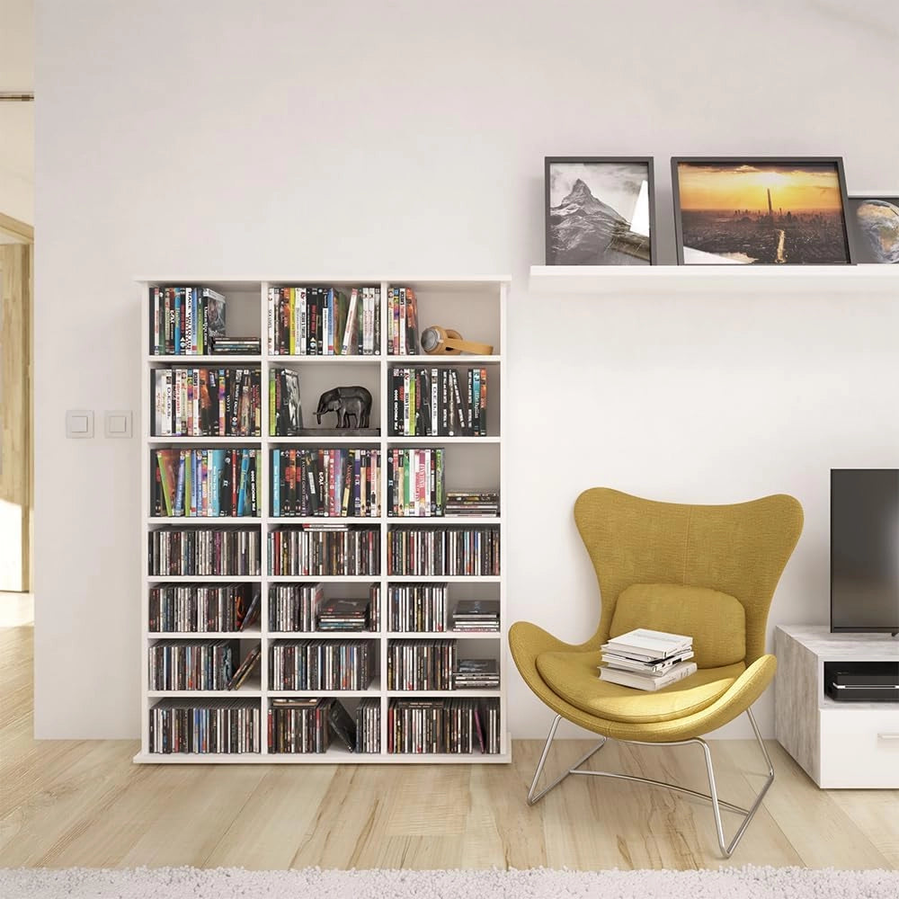 Scaffale porta cd Jukebox, Bianco, 105.4 x 136 cm