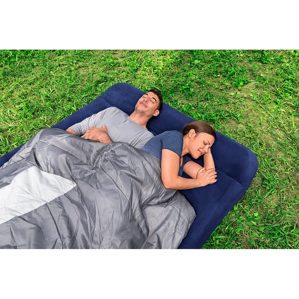 Trade Shop - Materasso Gonfiabile Matrimoniale Floccato Con Pompa A Pedale Integrata 191x137x28cm 67225 -