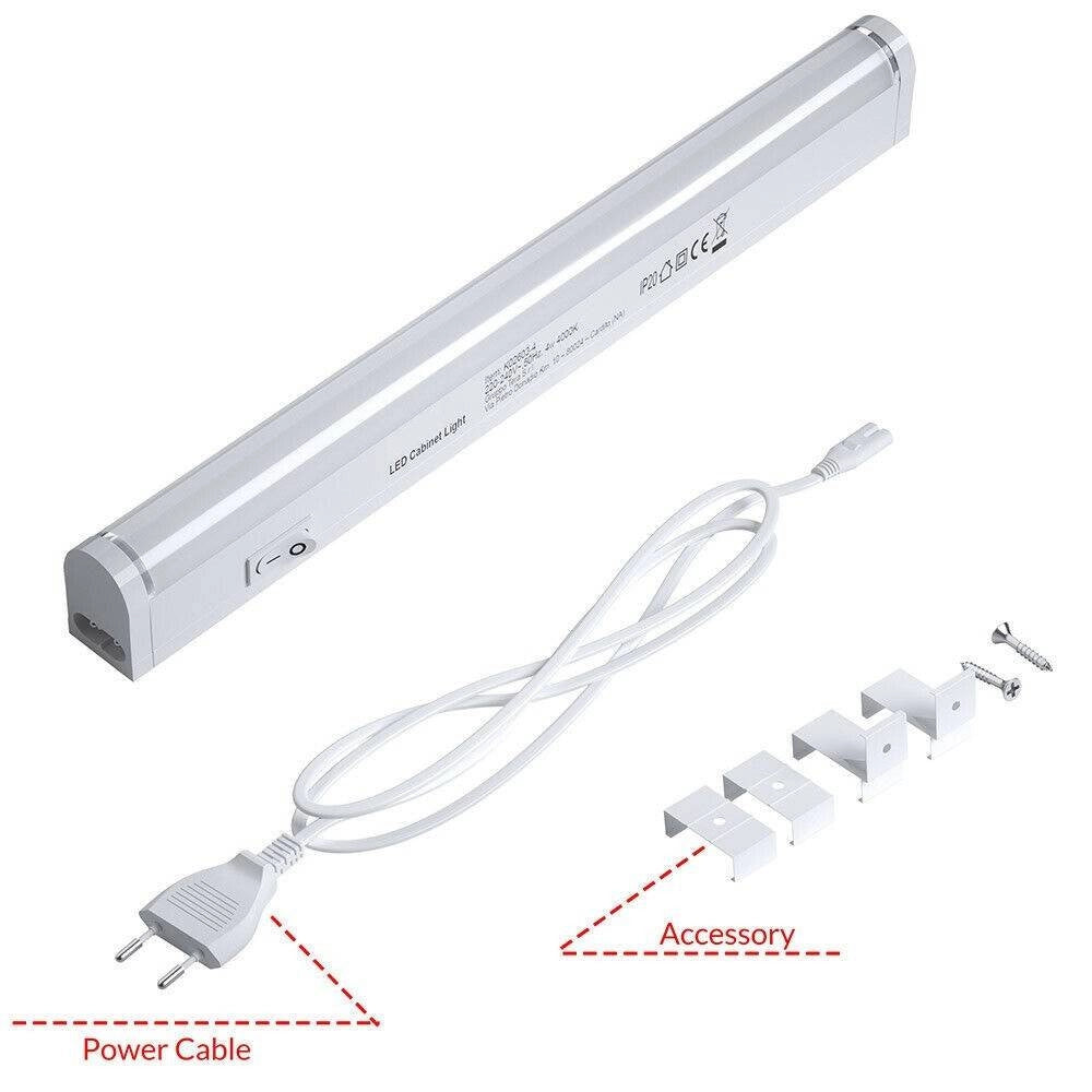 Trade Shop - Lampada Luce Sottopensile 30cm Mobili Cucina Armadio Barra Led 330lm Bianco - -bianco Caldo      -
