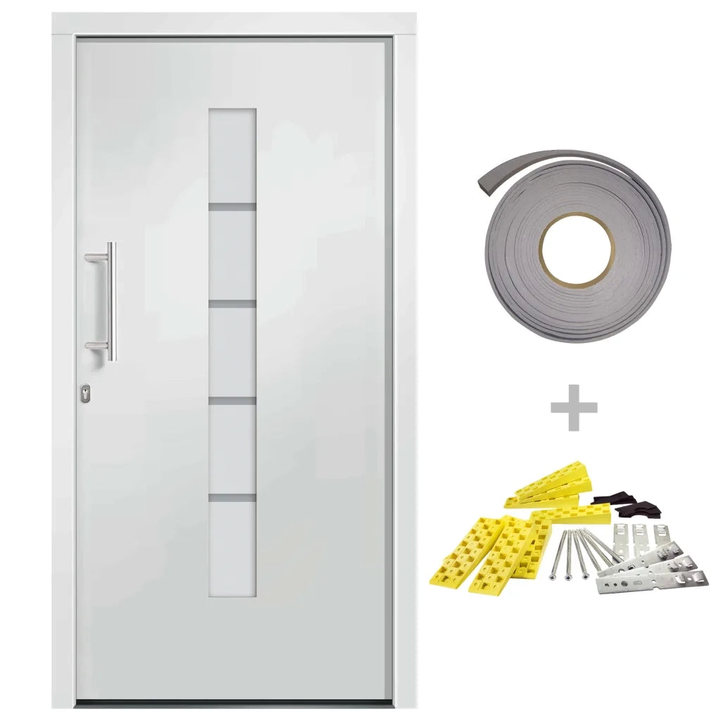 Porta d'Ingresso in Alluminio e PVC Bianco 110x210 cm 3056811