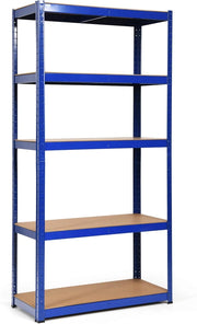 Scaffali per Carichi, Scaffalature a 5 Ripiani, in Metallo e MDF Scaffale, per Garage, Magazzino, Ripostiglio, Portante 875 kg, 90 x 40 x 180 cm (Blu)