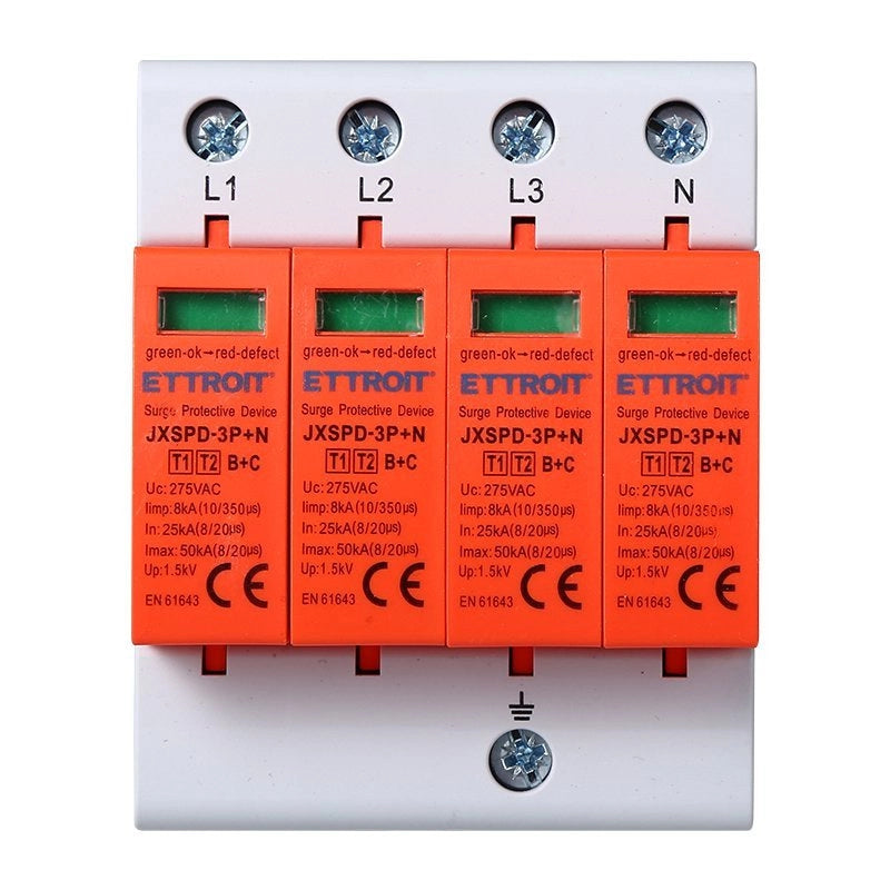 ETTROIT Scaricatore Di Sovratensione 220V T1+T2 220V 3P+N 4 Poli Occupa 4 Modulo DIN