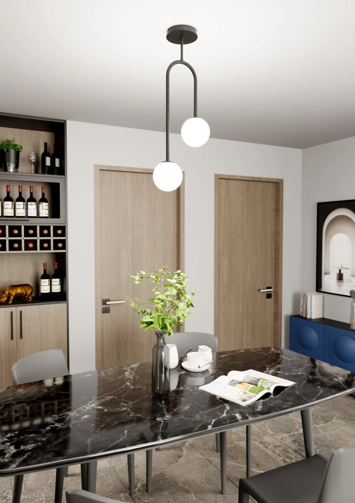 Plafoniera moderna nero/bianco 2 sfere E14 ATRIA Emibig