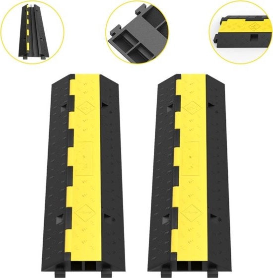 Ponte a due canali - Sostegno cavo - Drenaggio cavo - 2 pezzi - 100 cm - Nero/Giallo