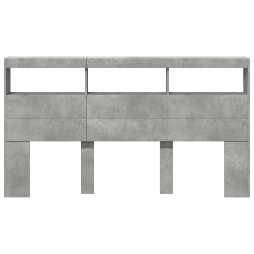Testiera con Contenitore a LED Grigio Cemento 180x17x102 cm 839213