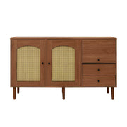 Buffet Rustico - Xylo - 130??75.5??40 cm - Porte in Ratan?? con Chiusura Magnetica
