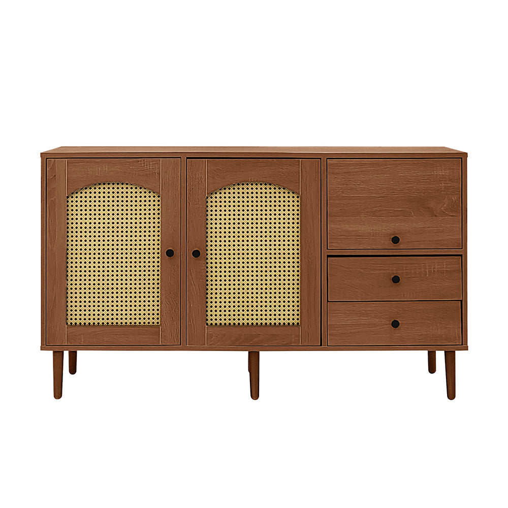 Buffet Rustico - Xylo - 130??75.5??40 cm - Porte in Ratan?? con Chiusura Magnetica