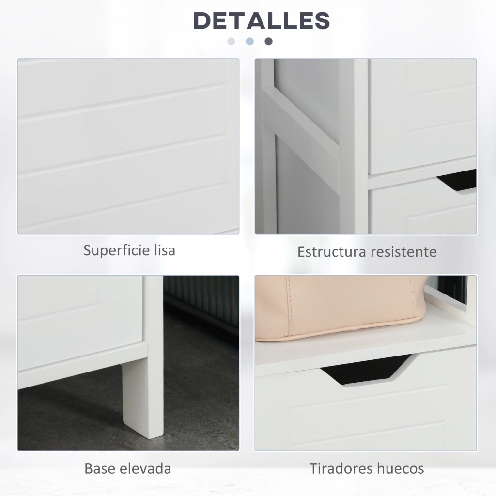 Libreria con 3 ripiani aperti e 2 cassetti ¨C Zephmum ¨C 30x30x144 cm bianco
