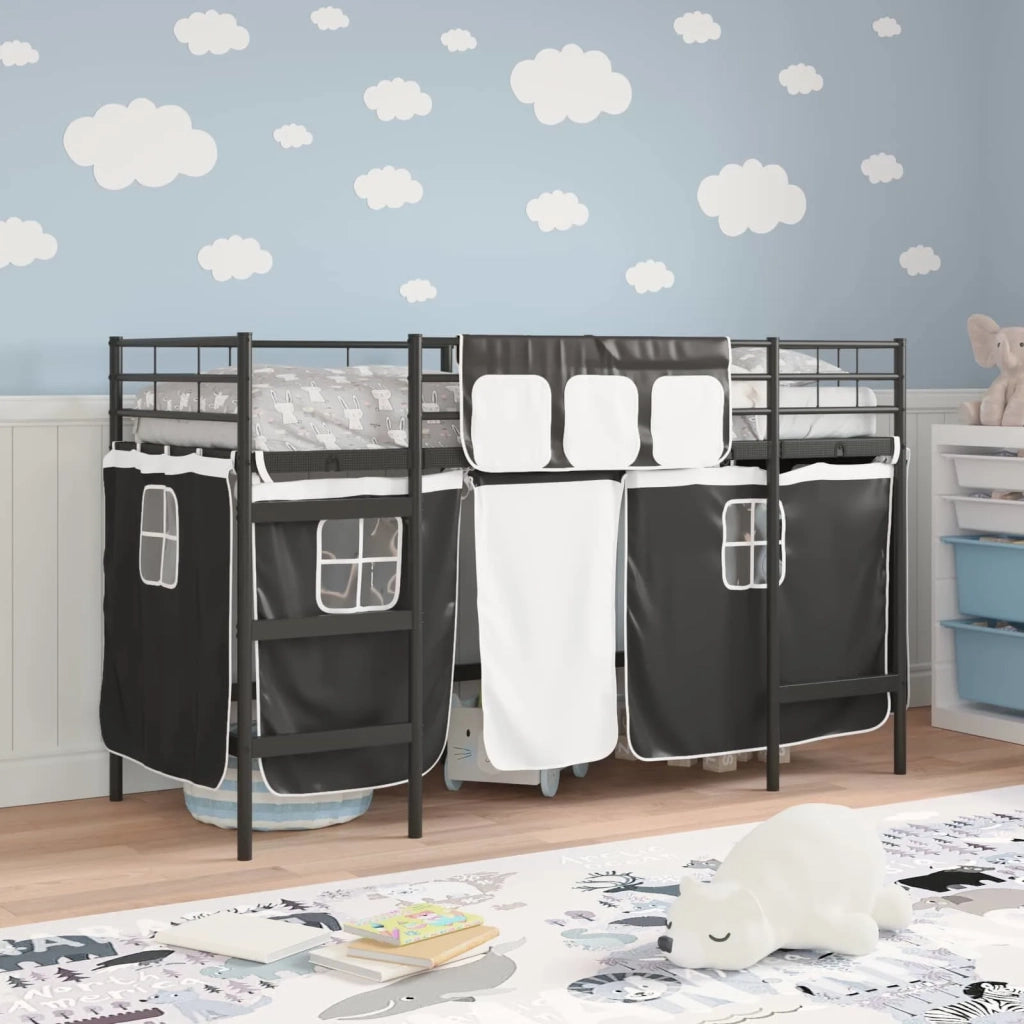 Struttura del Letto Loft per Bambini con Tendine Nero 42020789