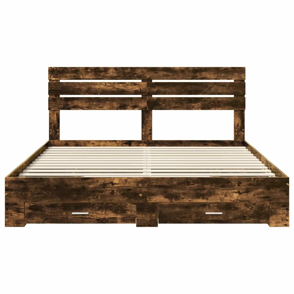 Struttura del letto Rovere fumé 200 x 200 cm Legno multistrato
