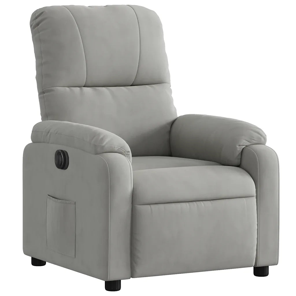 Poltrona Reclinabile Elettrica Grigio Chiaro Tessuto Microfibra 3204916