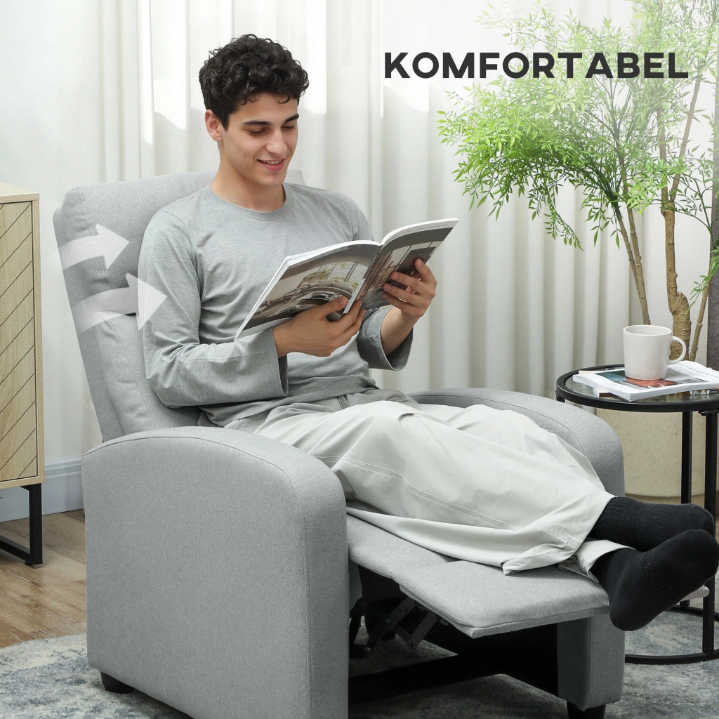 Poltrona relax reclinabile 135¡ã ¨C Xylo ¨C tessuto lino-poliestere grigio chiaro con poggiapiedi