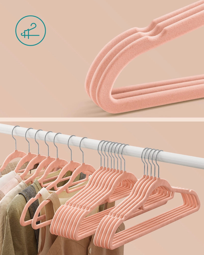 Grucce VALORA in velluto rosa per organizzare il guardaroba - CRF20PK x20