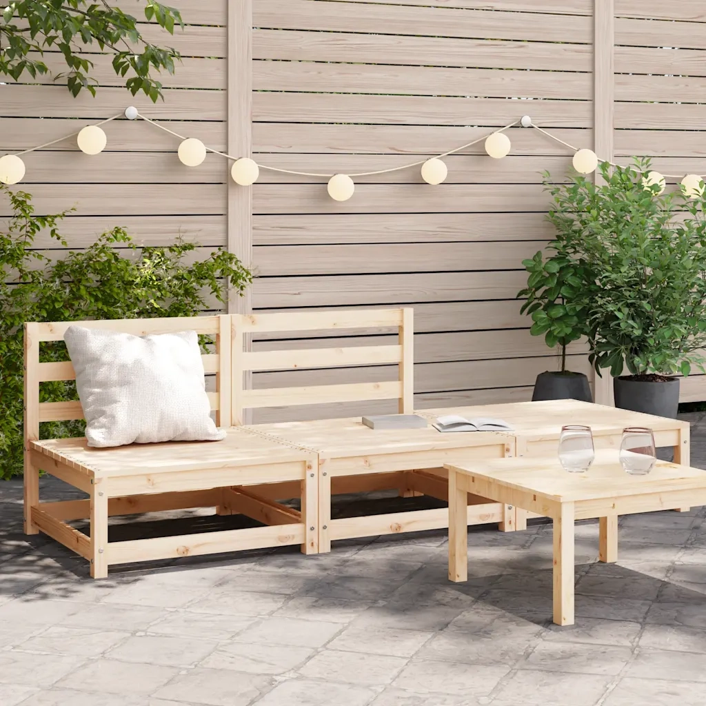 Divano Giardino Senza Braccioli con Poggiapiedi-Sofa da Giardino-Divanetto da esterno Massello Pino 285516