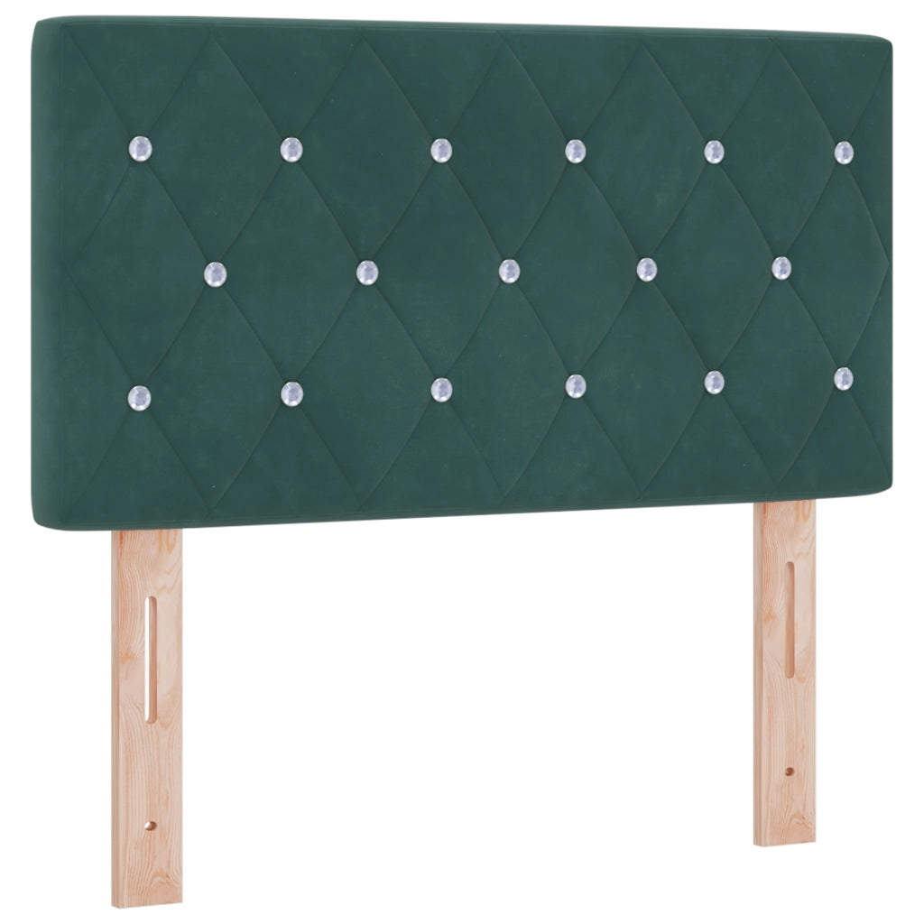 Testiera  con Bottoni in Cristallo Verde Scuro 80 cm in Velluto