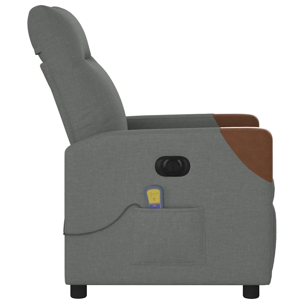 Divano Sedia-Poltrona Reclinabile Massaggio Elettrica Grigio Scuro Tessuto 481575