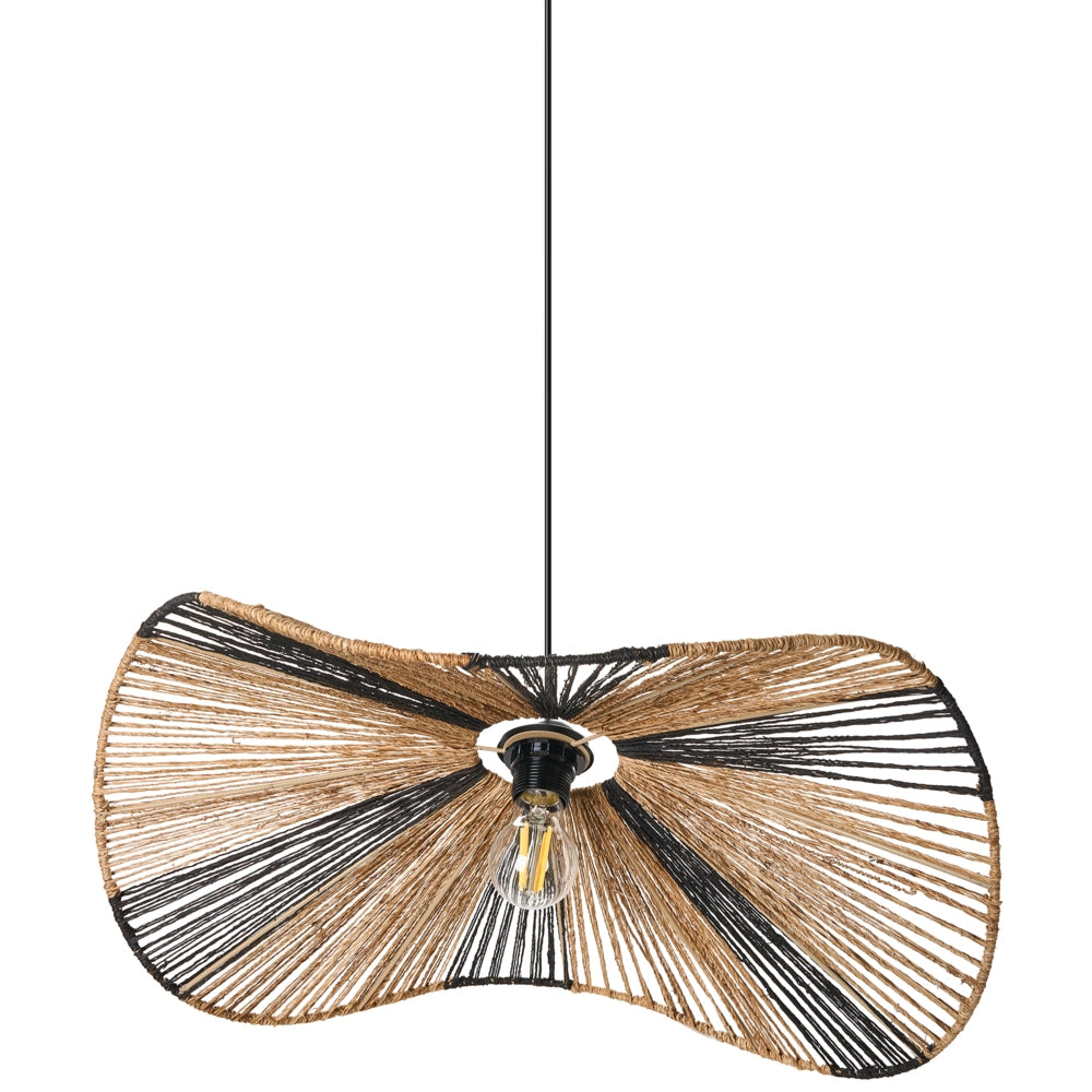 Lampada a sospensione in iuta naturale intrecciata in stile bohémien Lampadina aperta fatta a mano Illuminazione