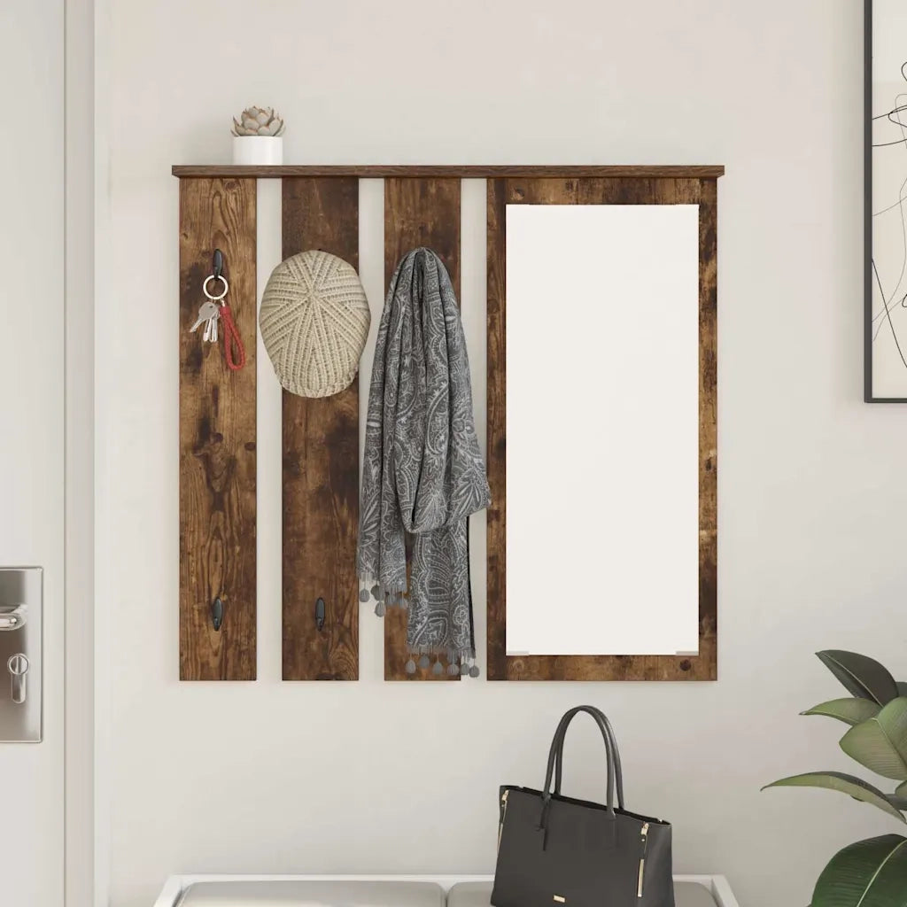 Appendiabiti a muro con lo scaffale Rovere fumo 84 x 10 x 80 cm 874495