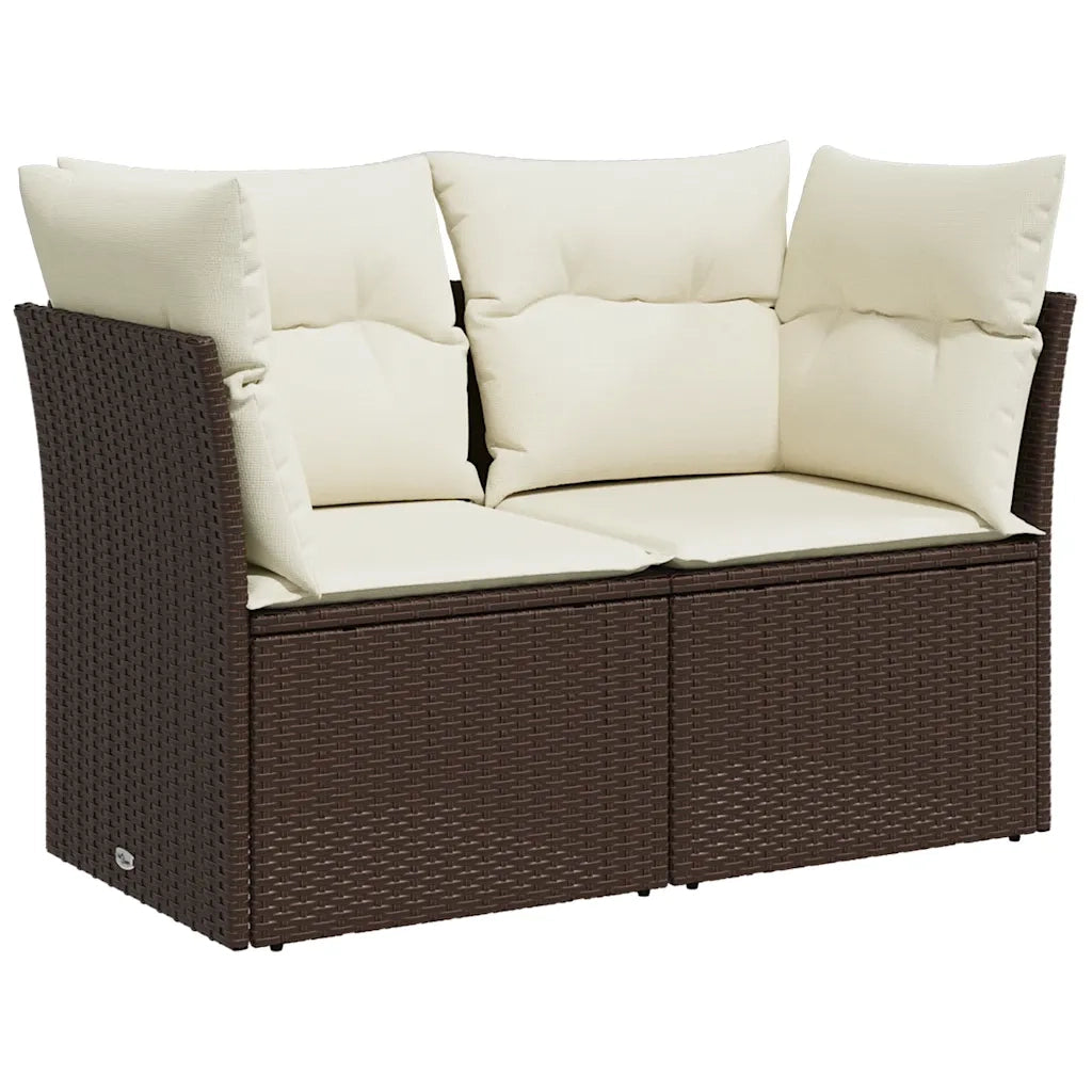 Divano da Giardino a 2 Posti con Cuscini in Polyrattan Marronecod mxl 87734
