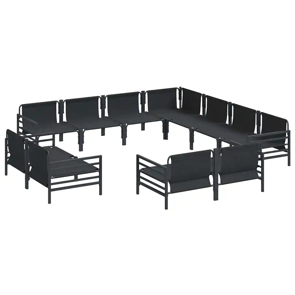 Set Divano da Giardino con cuscino 11 pcs Nero Acciaio 3379034