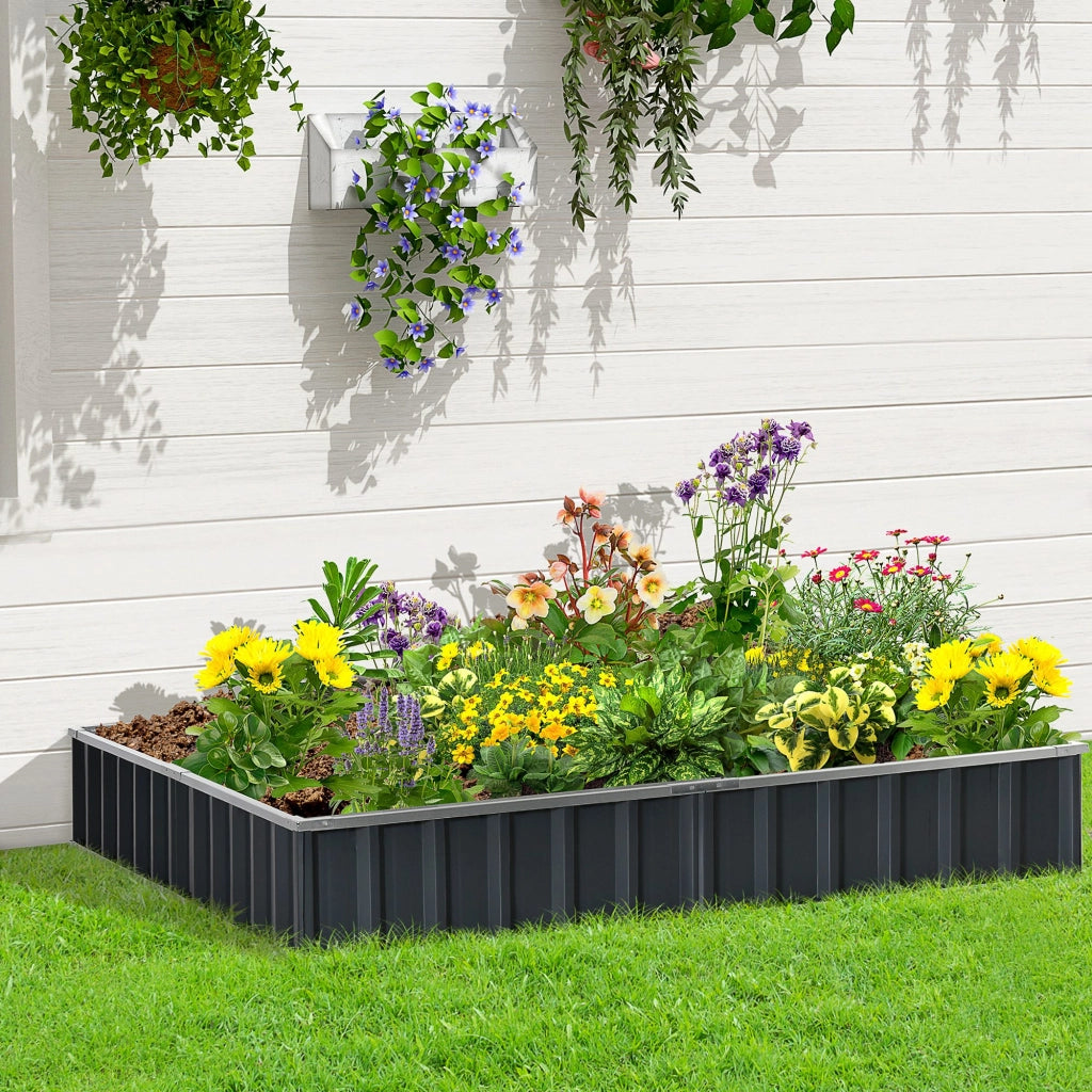 Hochbeet da Giardino in Acciaio ¨C zephmum ¨C 258x90x30 cm Grigio Scuro