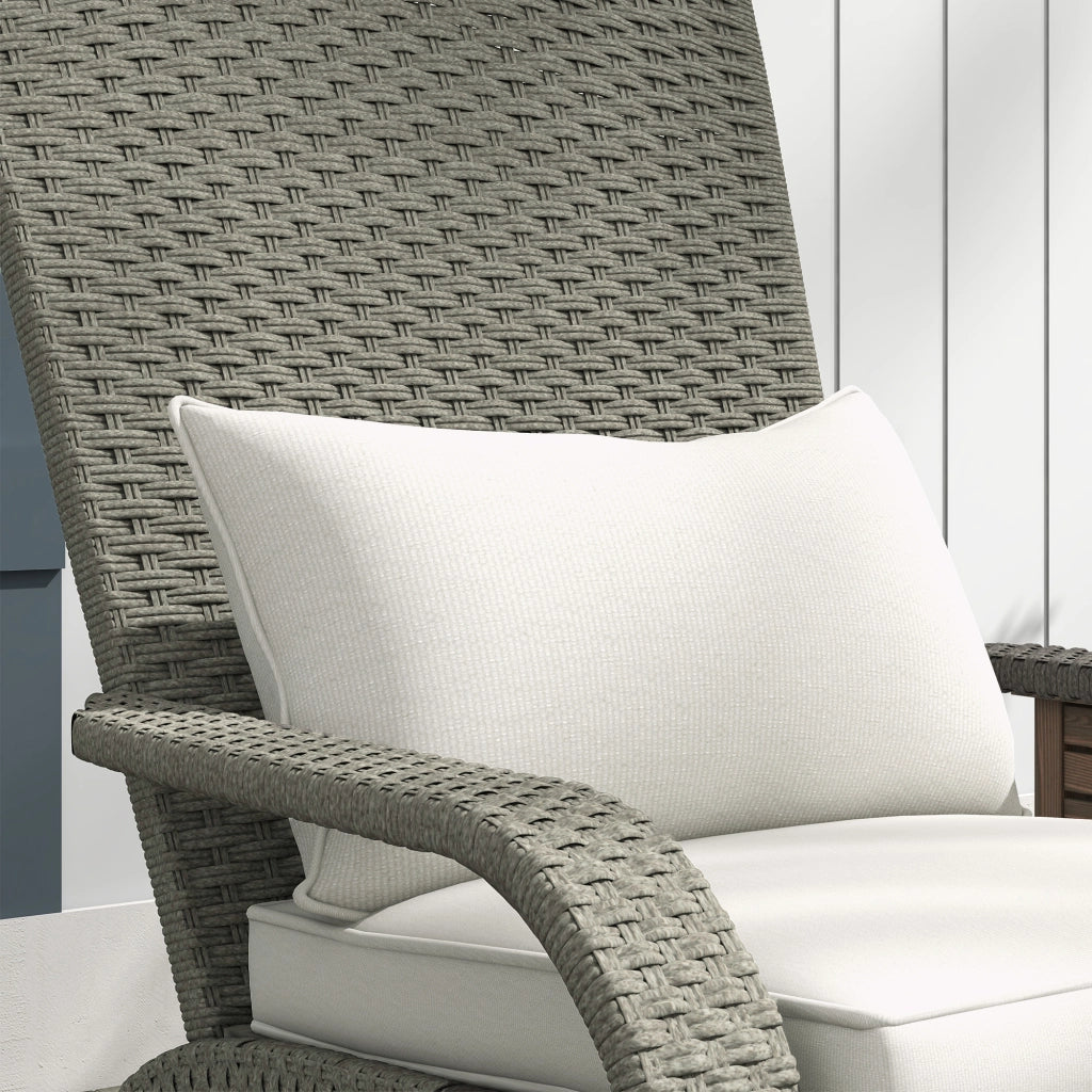Sedia da Giardino con Poggiapiedi e Cuscini ¨C zephmum ¨C Rattan, Acciaio, Grigio e Crema, 64x82x89 cm