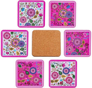 Set di 6 piedini in legno per vasi, bicchieri, fiori o candele, con piede in gomma. Quattro lati, 10 cm. Edizione Printemps.