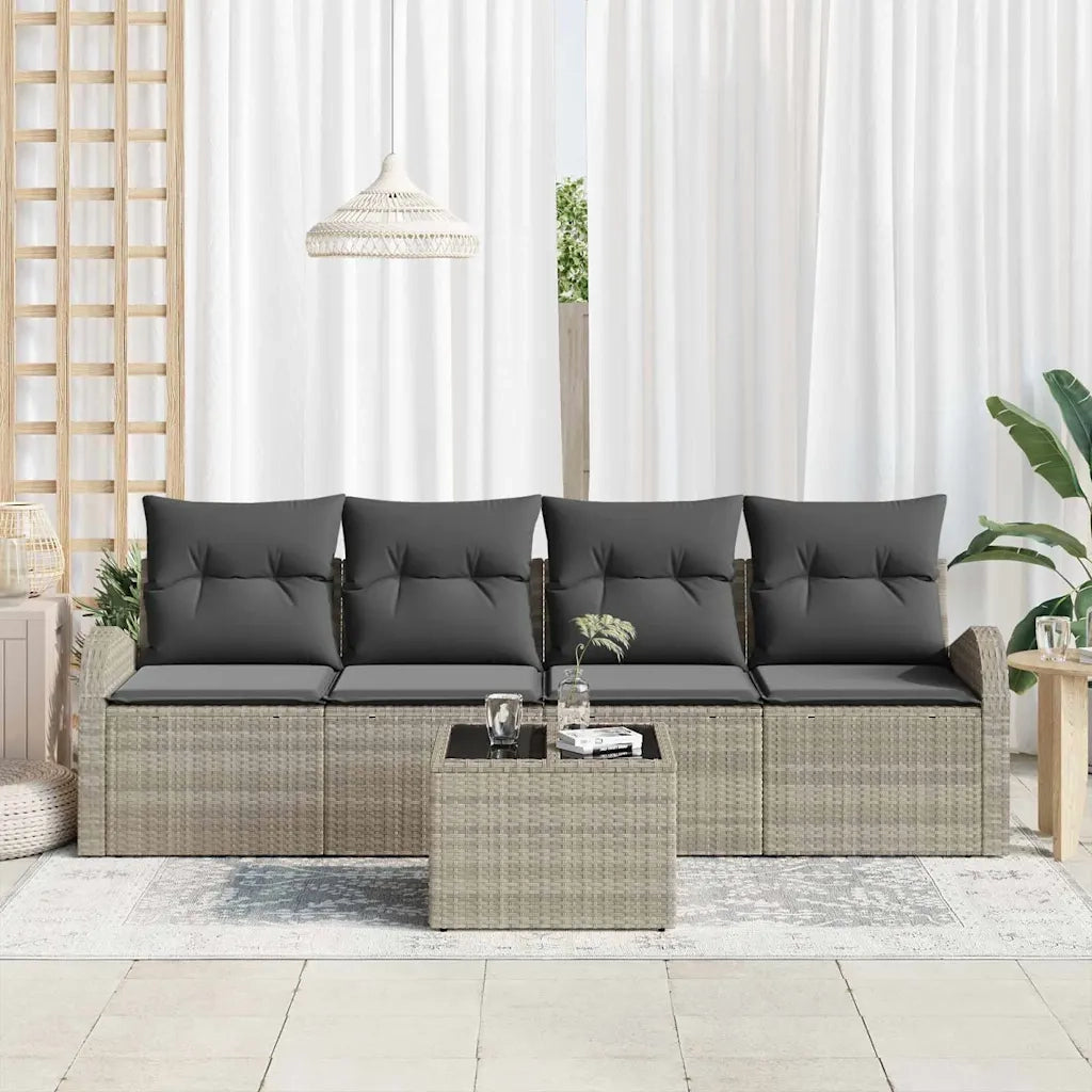 Set Divano da Giardino Grigio chiaro 55 x 55 x 37 cm polyrattan