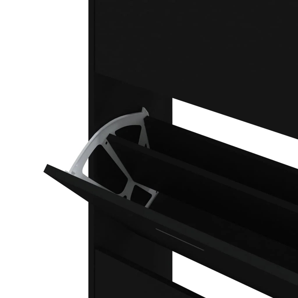 Scarpiera mobile contenitore per scarpe mobile per ingresso/corridoio/soggiorno 63 x 24 x 147 cm legno ingegnerizzato nero 02_0022009