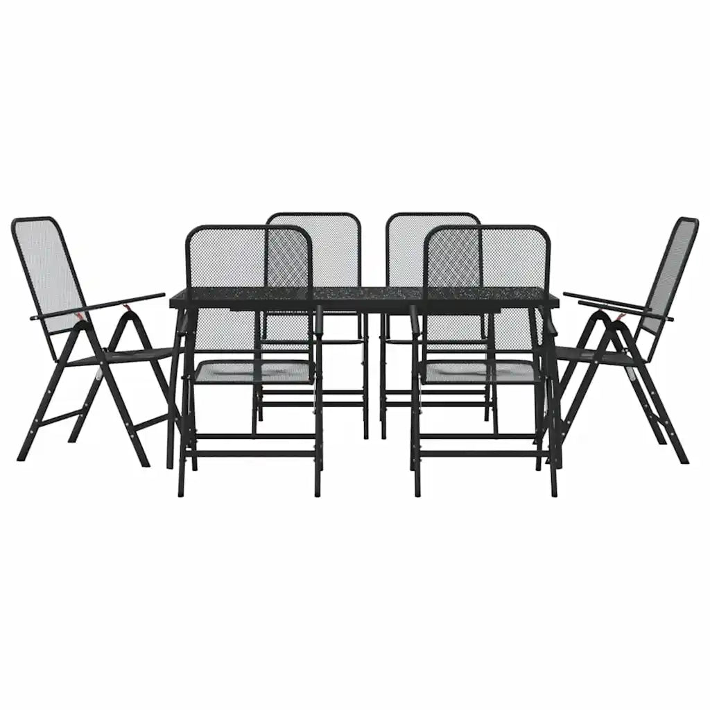 Set da Pranzo da Giardino 7pz | Set Salotto da Giardino Antracite in Rete Metallica