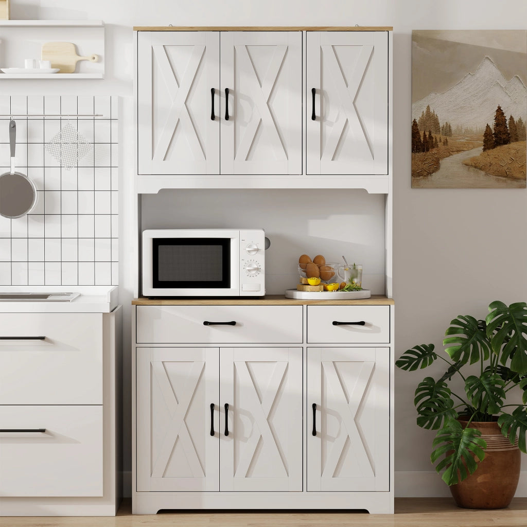 Armadio da Cucina con 6 Ante e 2 Cassetti ¨C Zephmum ¨C Bianco 90x51x